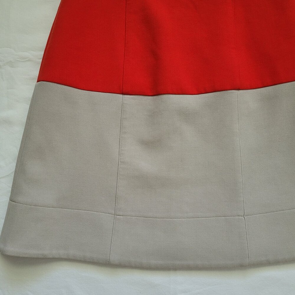 BCBGMAXAZRIA Red Colorblock Hannah Fit and Flare Dress Womens 4 Preppy Office - Picture 2 of 12